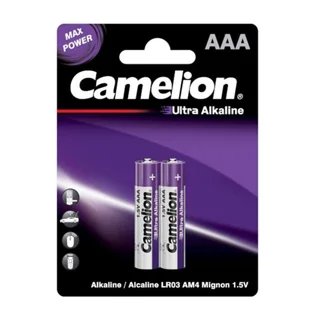باتری نیم قلمی کملیون مدل Ultra Alkaline LR03 AM4 1.5V AAA بسته ۲ عددی